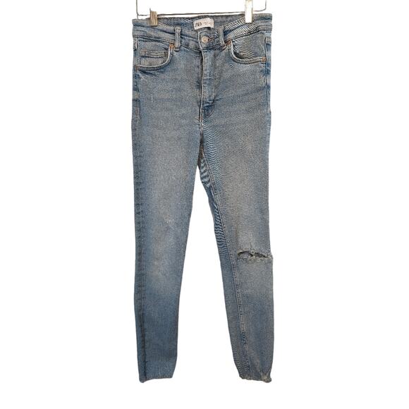 Zara Mid Waist Ripped Skinny Jeans - Picture 1 of 7